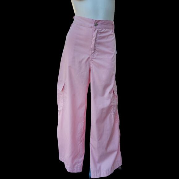 Rue21 Pants - Rue 21 Pink Baggy Wide Leg Cargo Pants Womens Size Large Pockets Polyester